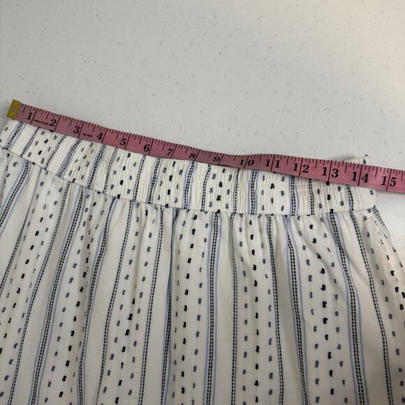 LOFT Tiered Ruffle Skirt Women's Medium White Blue Dots Lace Lined Boho Cottage - Picture 8 of 9